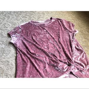 Crushed Velvet T-Shirt with Front Knot
